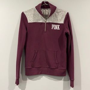 Victoria’s Secret Pink Maroon & Gray Quarter Zip